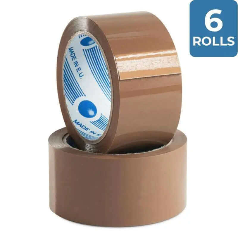 6 Rolls Natural Rubber Packing Tape 48 mm x 75 m | Packing Tapes and Supplies | Packstore