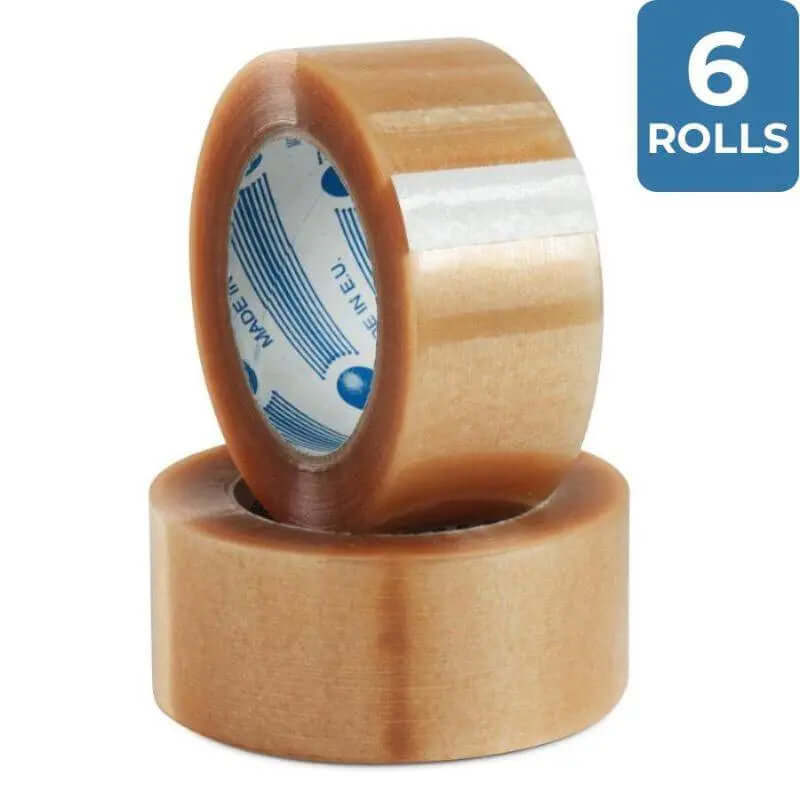 6 Rolls Natural Rubber Packing Tape 48 mm x 75 m | Packing Tapes and Supplies | Packstore