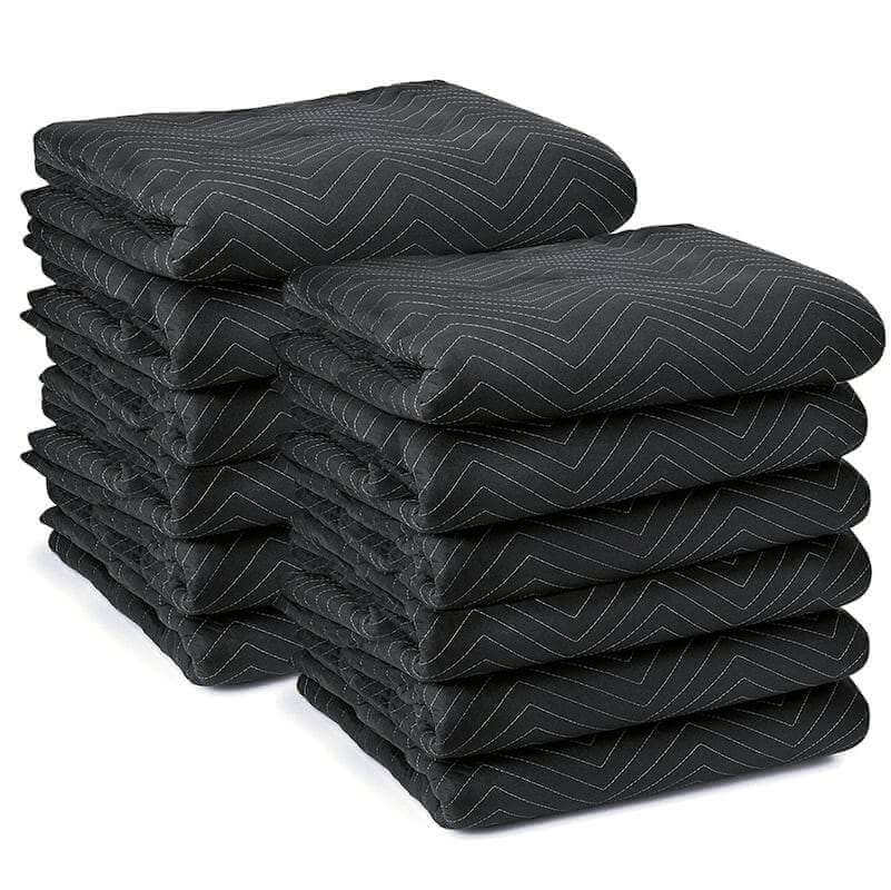 Heavy Duty Moving Blankets 1.8m x 3.4m 50 PACK - Black | Moving Blankets and Burlap Pads | Packstore