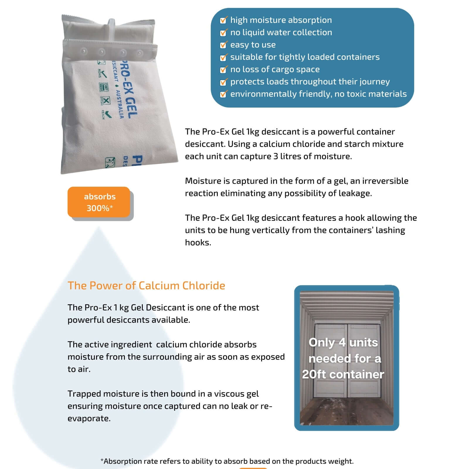 Pro-Ex Gel Desiccant Moisture Absorber with Hook | Moisture Absorbers and Desiccants | Packstore Australia