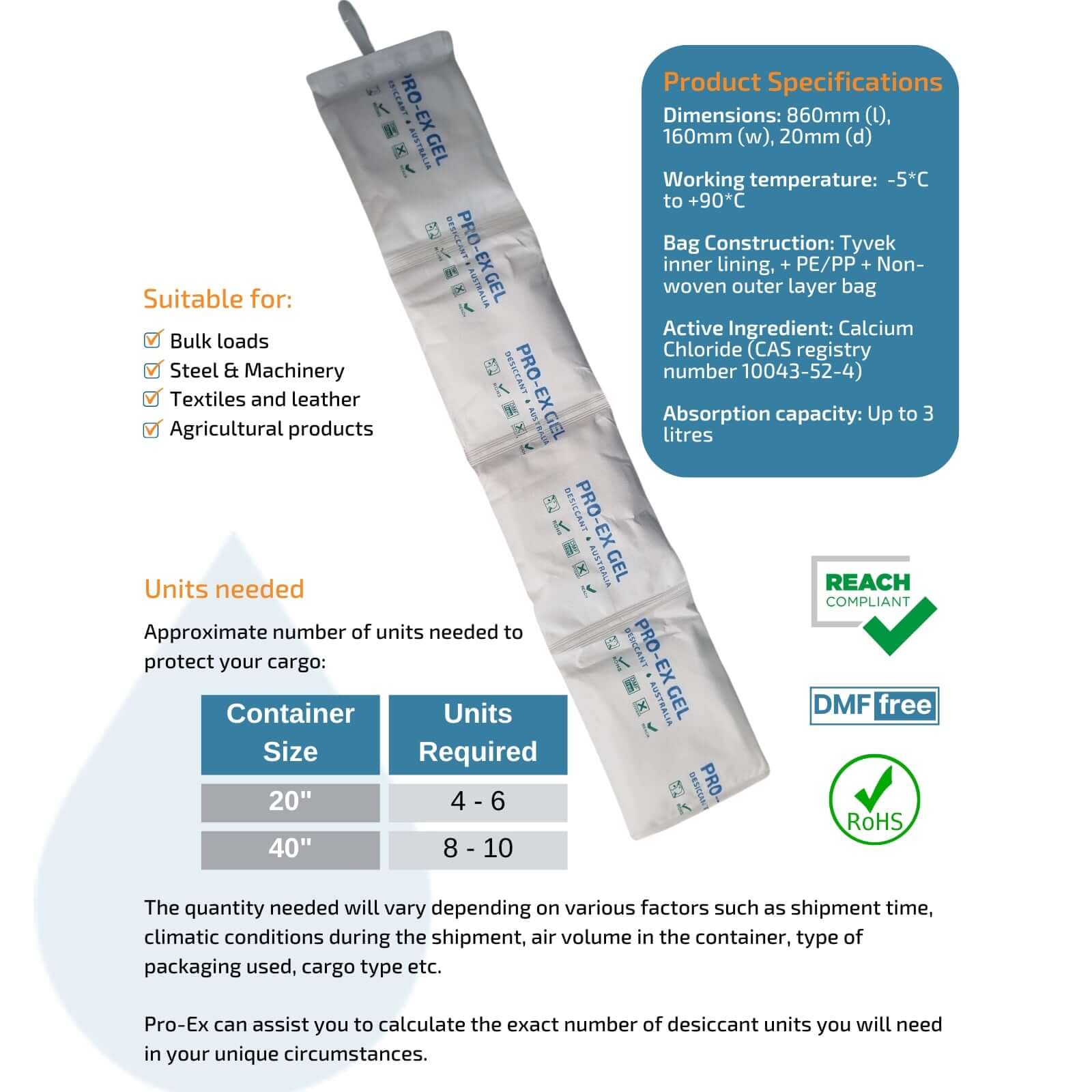 Pro-Ex Gel Desiccant Moisture Absorber with Hook | Moisture Absorbers and Desiccants | Packstore Australia