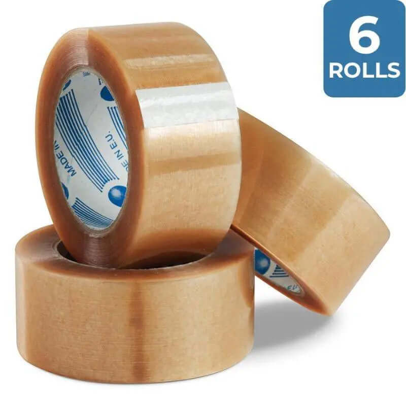 6 Rolls Natural Rubber Packing Tape 48 mm x 75 m | Packing Tapes and Supplies | Packstore