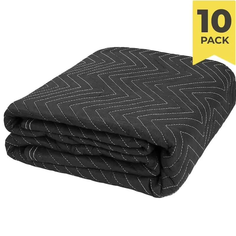 Heavy Duty Moving Blankets 1.8m x 3.4m 10 PACK - Black | Moving Blankets and Burlap Pads | Packstore
